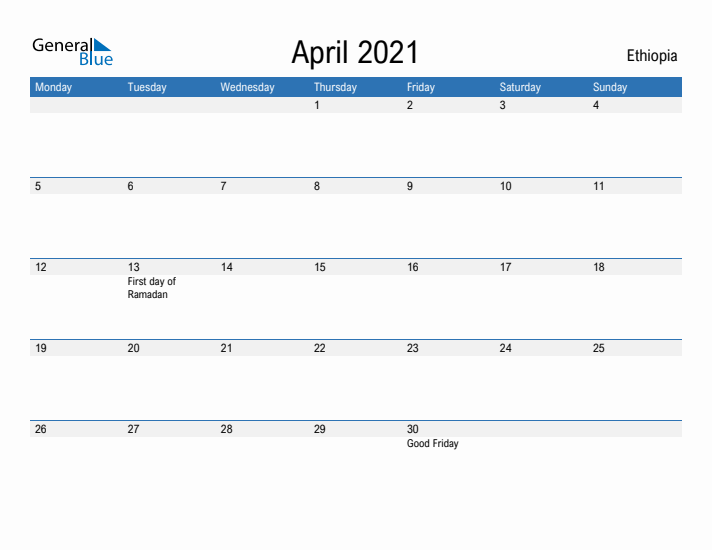 Fillable April 2021 Calendar