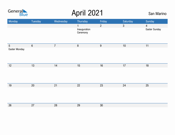 Fillable April 2021 Calendar