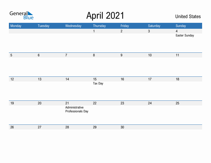 Fillable April 2021 Calendar