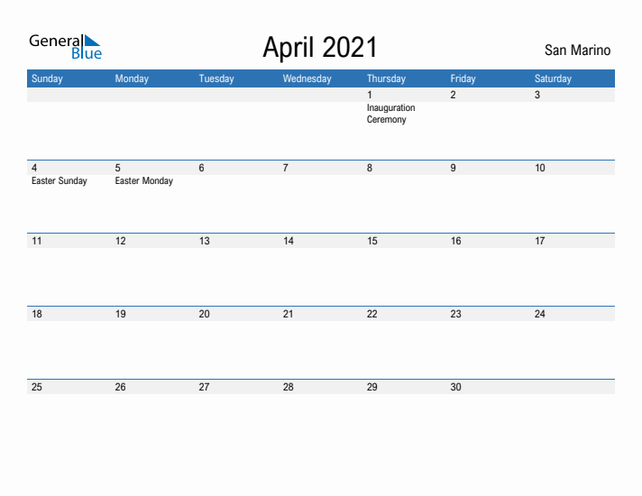 Fillable April 2021 Calendar