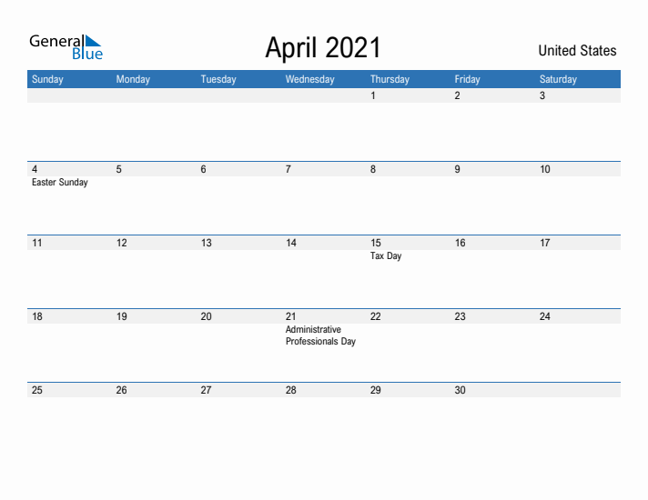 Fillable April 2021 Calendar