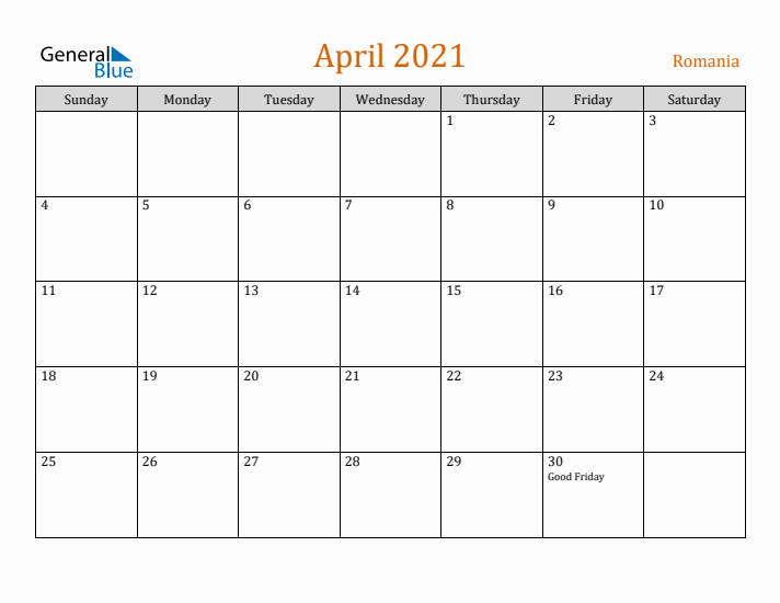 April 2021 Holiday Calendar with Sunday Start