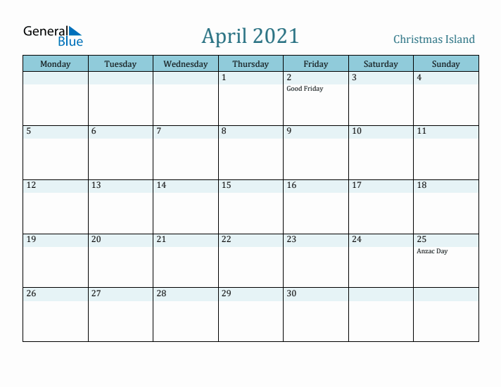 April 2021 Calendar with Holidays