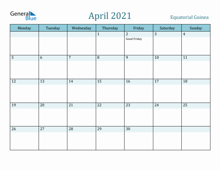 April 2021 Calendar with Holidays