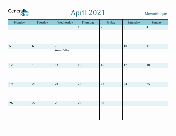 April 2021 Calendar with Holidays