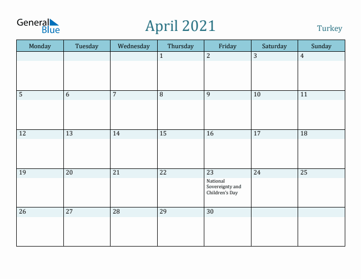 April 2021 Calendar with Holidays