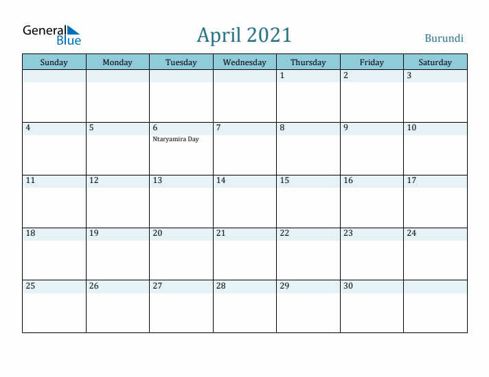 April 2021 Calendar with Holidays