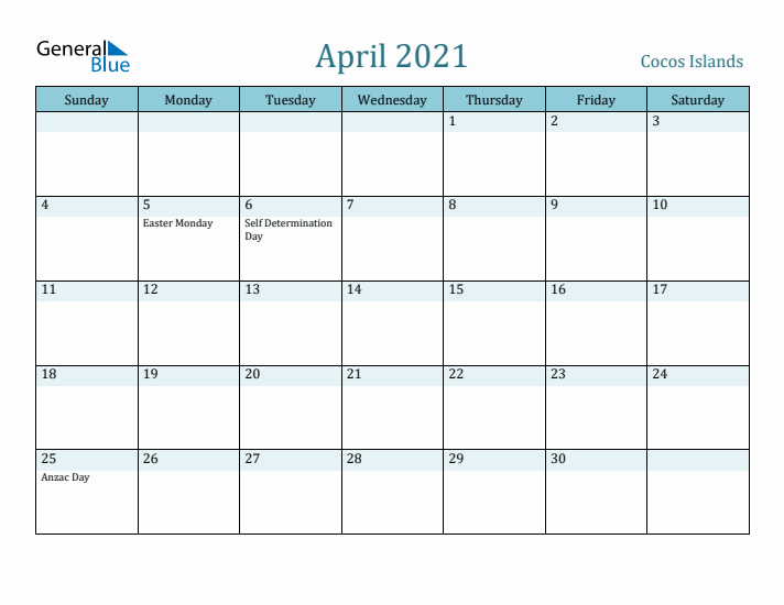 April 2021 Calendar with Holidays