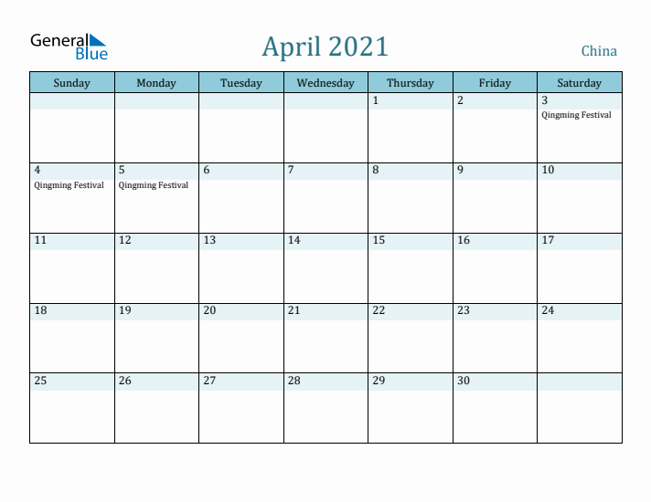 April 2021 Calendar with Holidays