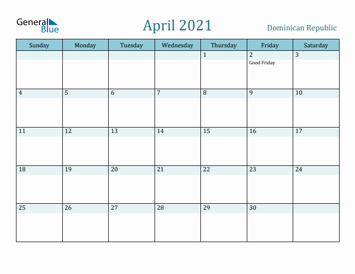 April 2021 Calendar with Holidays