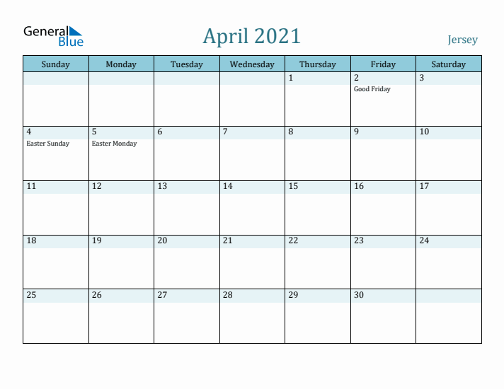 April 2021 Calendar with Holidays