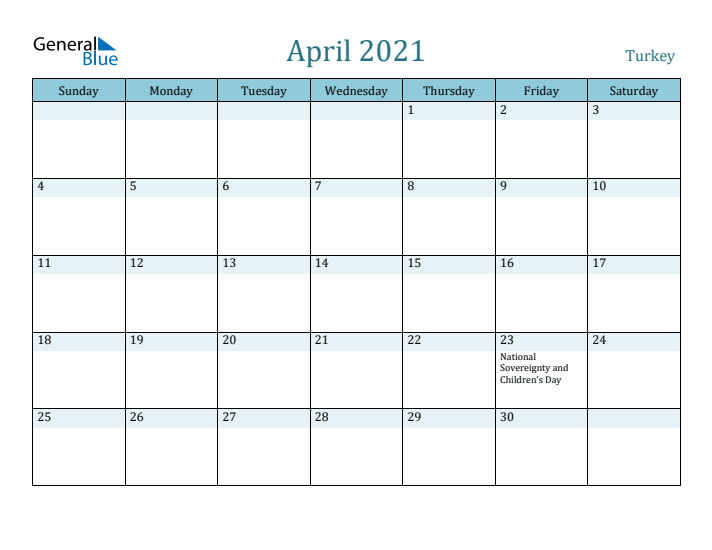 April 2021 Calendar with Holidays