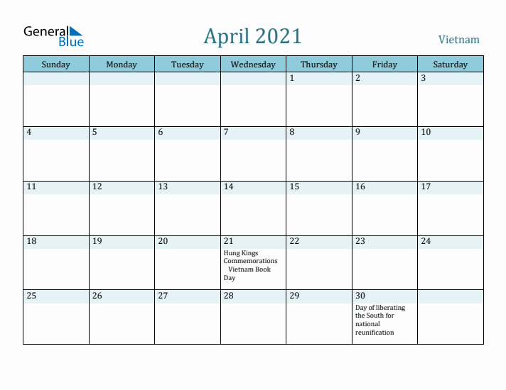 April 2021 Calendar with Holidays