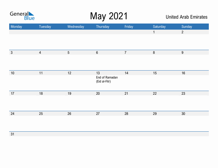 Fillable May 2021 Calendar