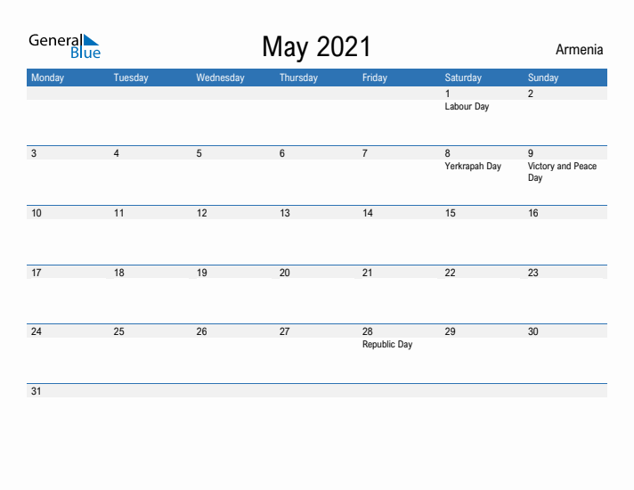 Fillable May 2021 Calendar