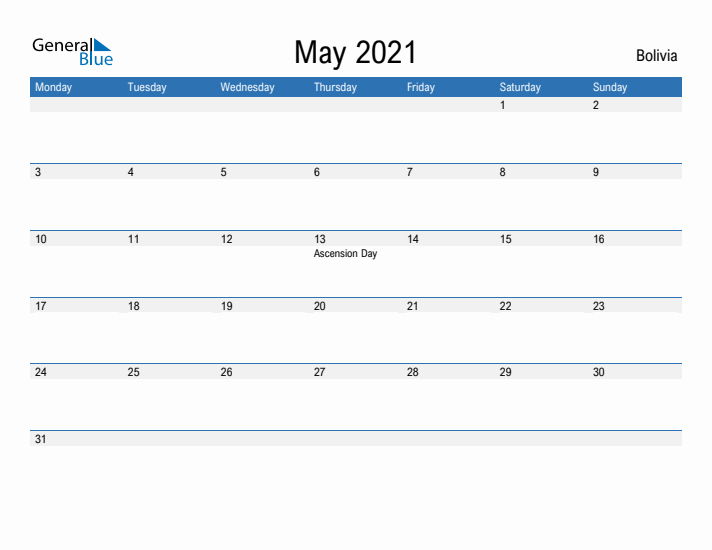 Fillable May 2021 Calendar