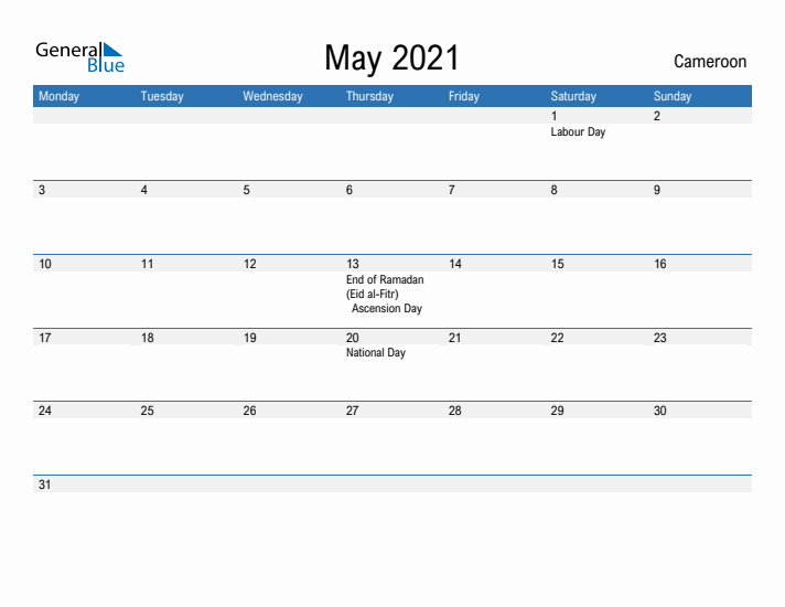 Fillable May 2021 Calendar