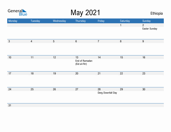 Fillable May 2021 Calendar