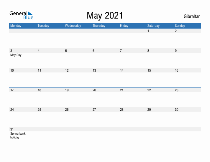 Fillable May 2021 Calendar