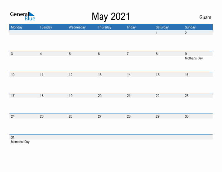 Fillable May 2021 Calendar