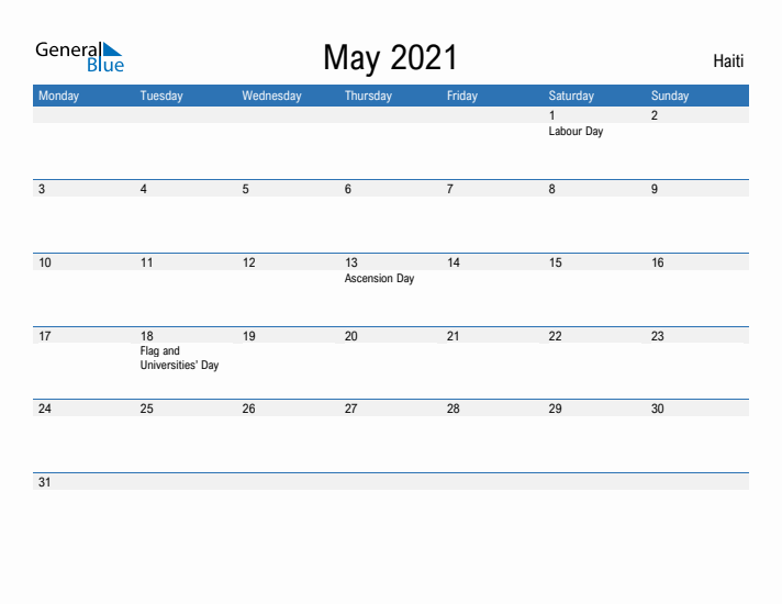 Fillable May 2021 Calendar