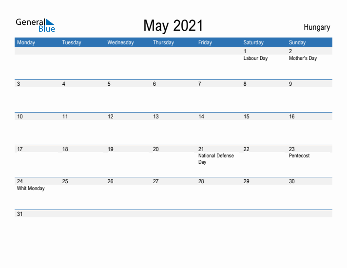 Fillable May 2021 Calendar