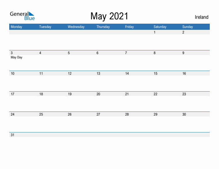 Fillable May 2021 Calendar