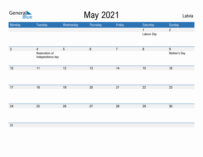 Fillable May 2021 Calendar