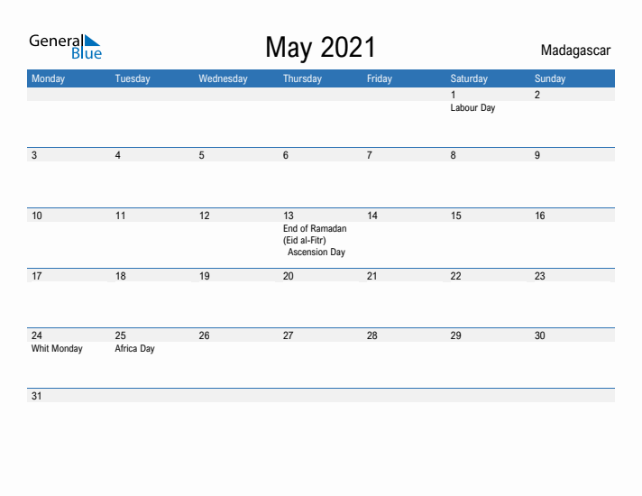 Fillable May 2021 Calendar