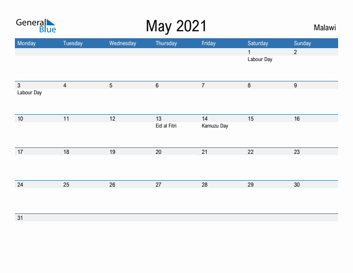 Fillable May 2021 Calendar