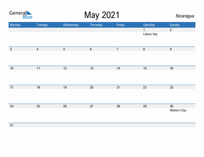 Fillable May 2021 Calendar