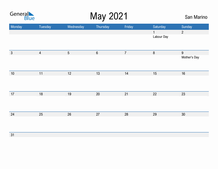 Fillable May 2021 Calendar