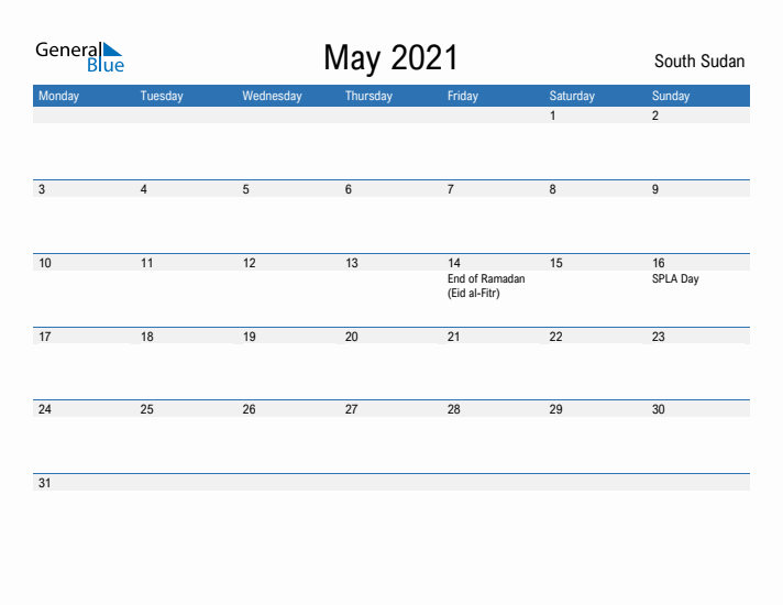 Fillable May 2021 Calendar