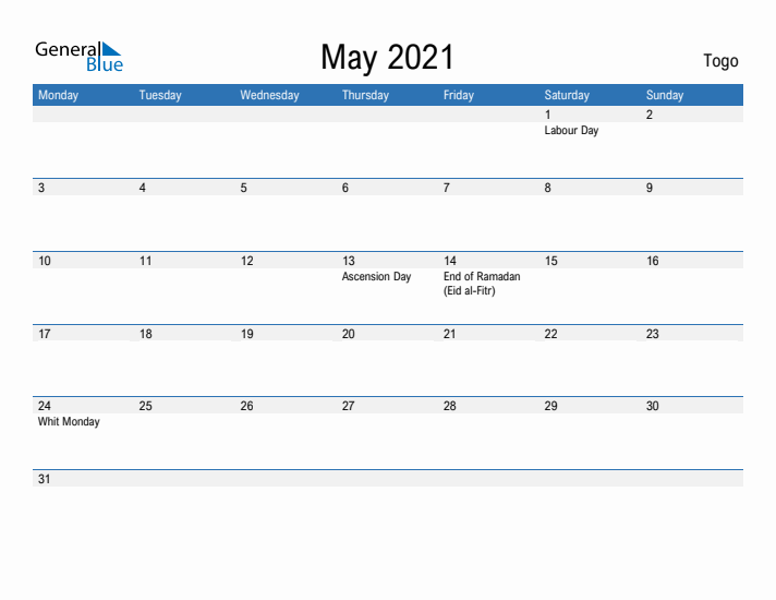 Fillable May 2021 Calendar