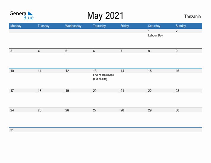 Fillable May 2021 Calendar