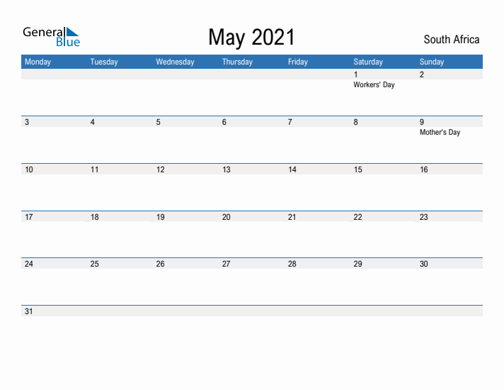 Fillable May 2021 Calendar