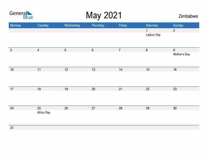 Fillable May 2021 Calendar