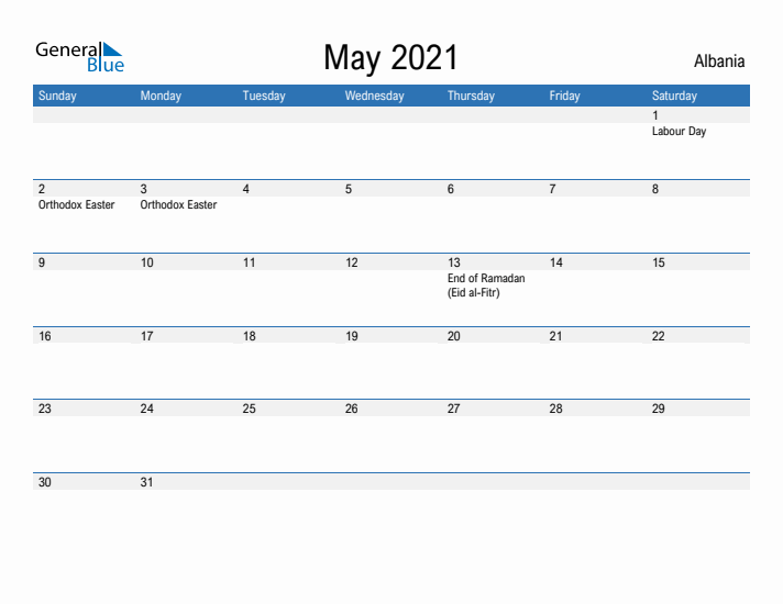 Fillable May 2021 Calendar