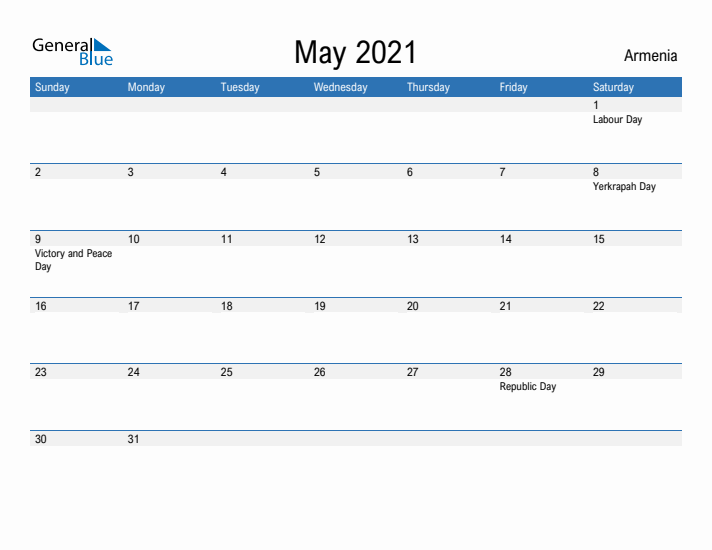 Fillable May 2021 Calendar