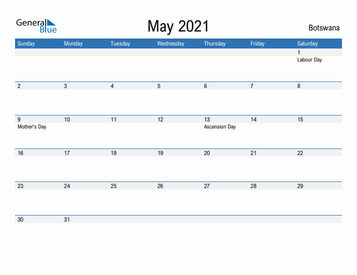 Fillable May 2021 Calendar