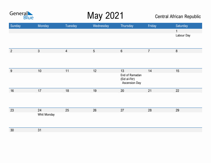 Fillable May 2021 Calendar