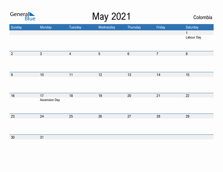 Fillable May 2021 Calendar