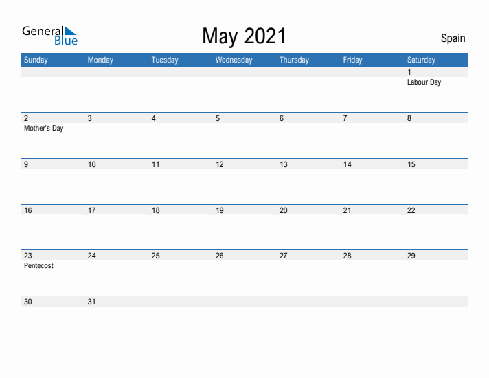 Fillable May 2021 Calendar