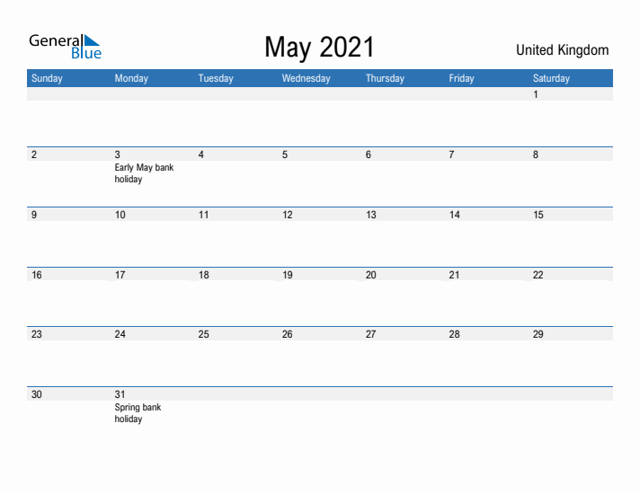 Fillable May 2021 Calendar