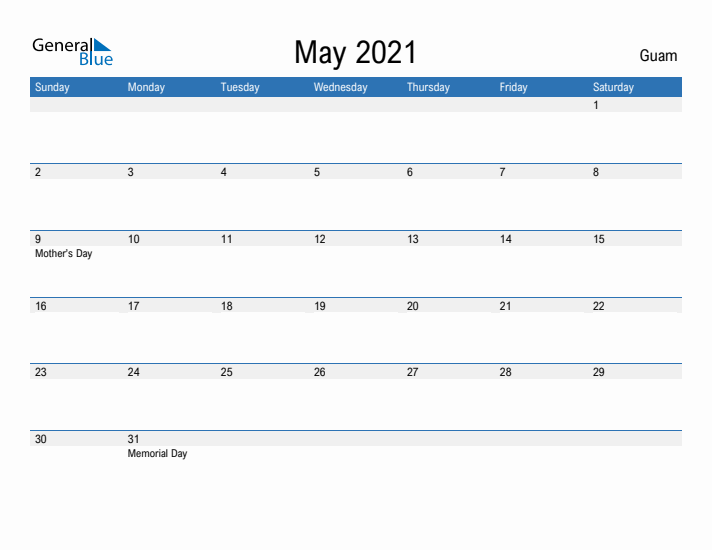 Fillable May 2021 Calendar