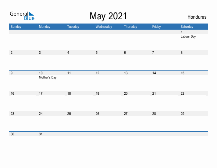 Fillable May 2021 Calendar