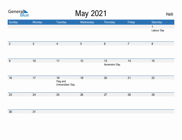 Fillable May 2021 Calendar