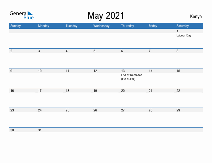 Fillable May 2021 Calendar