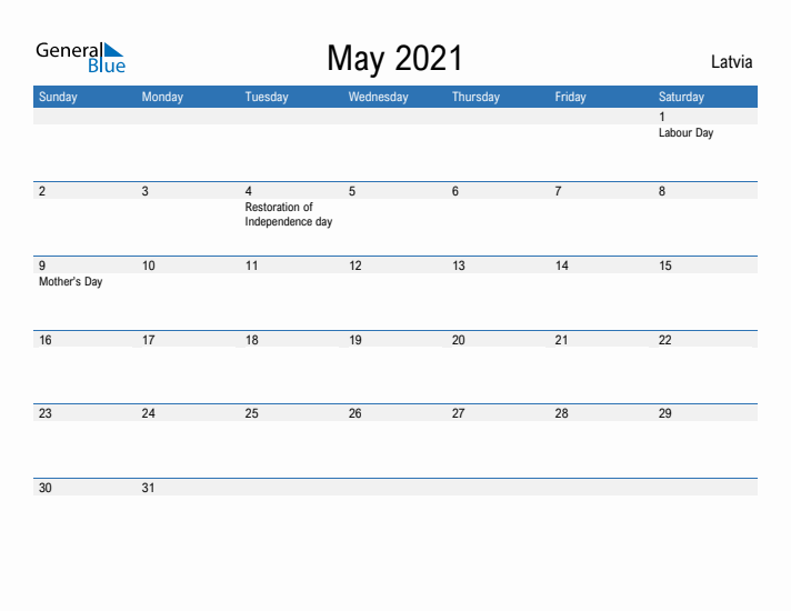 Fillable May 2021 Calendar