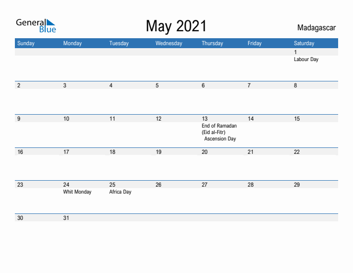 Fillable May 2021 Calendar